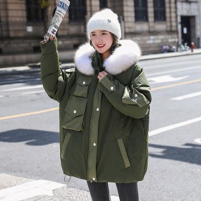 China Factory direct women's boyfriend size parka hooded oversized jacket waterproof quilted mid length winter goose down coat for sale