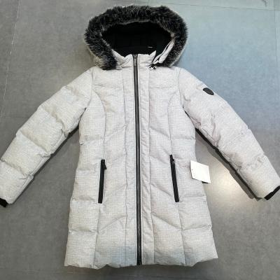 China Custom ODM Waterproof Logo Winter Coats OEM Stripper Padding Long Coated Fur Hood Women Down Jackets Women for sale