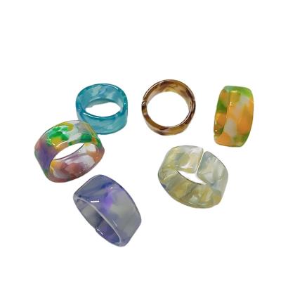 China BOHEMIA Acrylic Resin Halo Dyed Open Ring INS Fashion Vintage Acetic Acid Retro Everyday Women Rings R0811 for sale