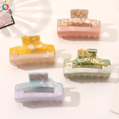 China Fashion New Korean Style Acetate Flat Color Combination Hair Claw Simple Hollow Hair Claw Pin Back Head Hook Hair Clip C-0647 for sale