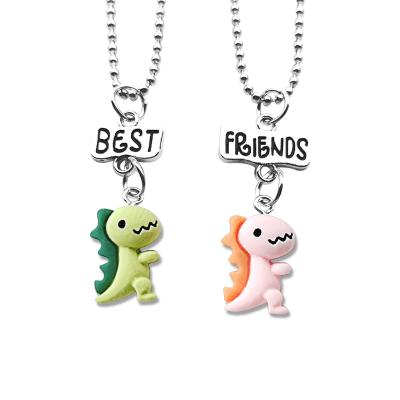 China Fashion BFF Small Best Friend Necklace Ornament Resin Cartoon Doll Dinosaur Kids Necklace for sale