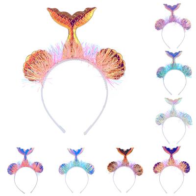 China Sweet Little Mermaid Style Party Kids Birthday Party Mermaid Tail Headdress Girl Headband H10090 for sale