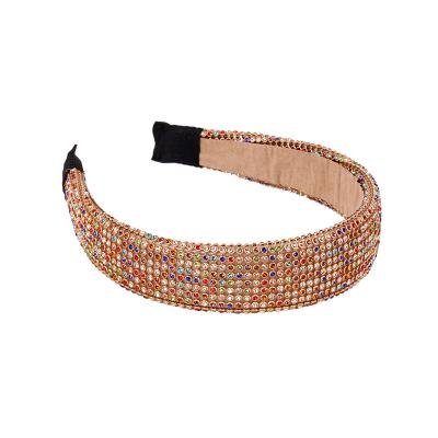 China Fashional Lady's White Silver Gold Sequin Rhinestone Diamond Hair Hoop Stiff Sponge Headband 5 Patterns Pretty Instant Wide Brimmed Net Red Hair Band for sale