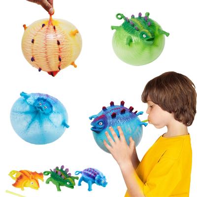 China Amazon Plastic Explosive Toy TPR Blowable Toy Creative Weird Animal Led Toy Inflatable Dinosaur Bobo Ball New for sale