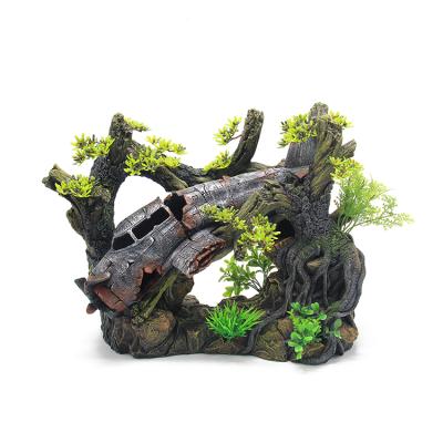 China Hard/Good Quality Decorative Rockery Garden Landscape Glass Tank Aquarium Ornaments Wholesale Resin Boat Breakable for sale