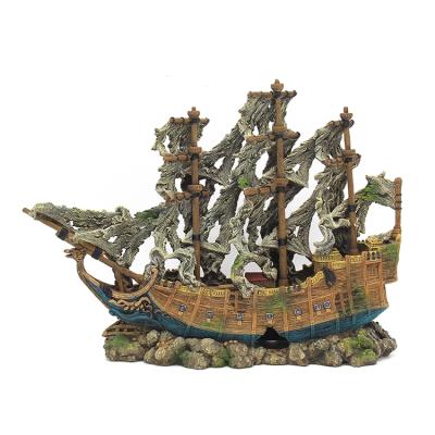 China Other Good Quality Customized Aquarium Fish Tank Landscaping Resin Crafts Sunken Boat Shipwreck for sale