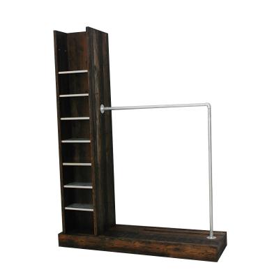 China Floor Standing Wood And Steel Fabric Display Rack Furniture Store Hanging Tube Rack for sale