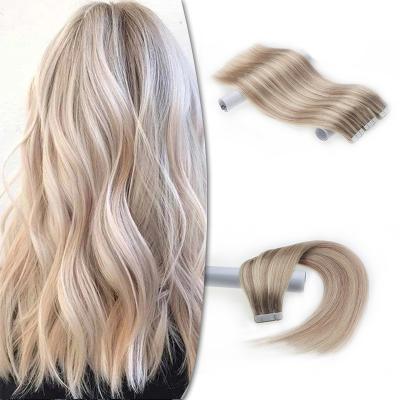 China Wholesale Straight Tape In Hair Extension Virgin Hair Tape Brazilian Mixed Blonde Remy Tape In Human Hair Extensions for sale