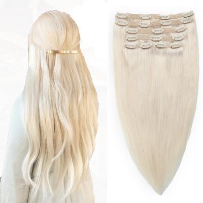 China Wholesale Straight Double Drawn Clip In Hair Extensions Made From Brazilian Hair for sale