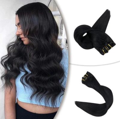 China Discount Price Straight Brazilian Hair Factory Supply Seamless Clip In Hair Extension for sale