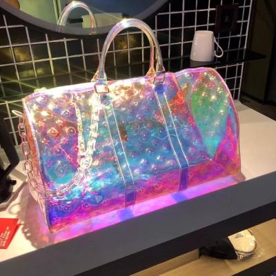 China Fashionable Cool Women's Bag Fitness Fashion To Travel Duffel Bag Laser Duffel Bag Waterproof Shockproof Dustproof Semi-transparent Bag Embossed Jelly Shoulder Bag for sale