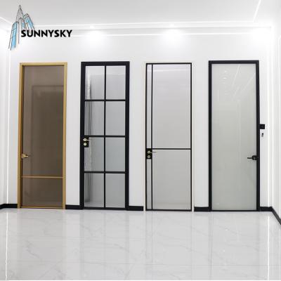 China Modern Minimalist High Quality Narrow Switchable Border Aluminum Casement Frosted Glass Door for sale