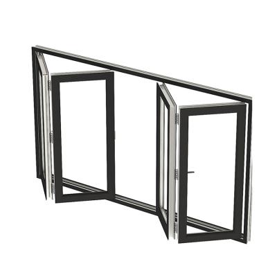 China Aluminum Folding Screen Accordion Folding Window With Double Glass for sale