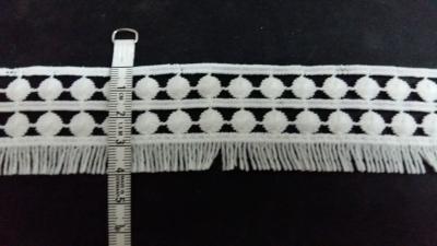 China New lace white color embroidery lace for dress micro fiber lace with fringe for sale