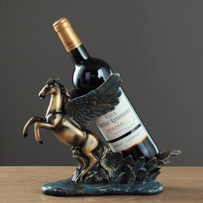 China 2021 Europe Resin Horse Wine Rack Decor Red Wine Rack Hot Selling Animal Indoor Luxury Gift In Stock for sale