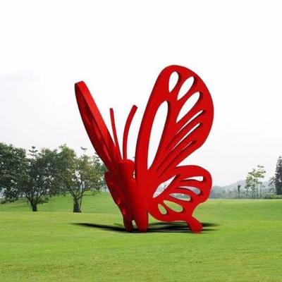 China Art Garden Customized Red Butterfly Stainless Steel Folk Sculpture for sale