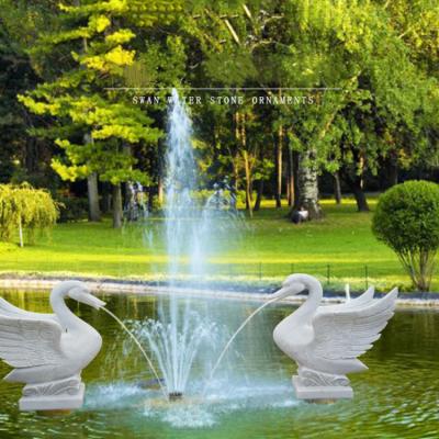 China Modern Swan Decoration Garden Animal White Water Fountain for sale