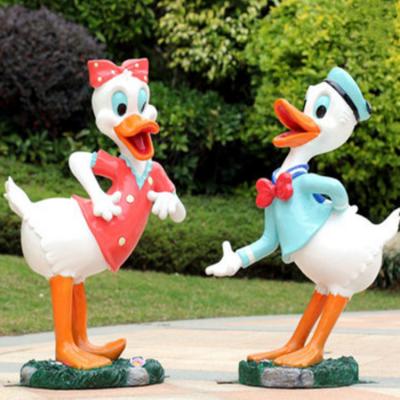 China Europe Cartoon Figure Donald Duck Resin Sculpture FRP For Kindergarten Amusement Park Decorate for sale