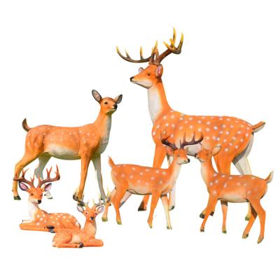 China Europe FRP Outdoor Deer Sika Resin Animal Sculpture For Landscape Garden Decor for sale