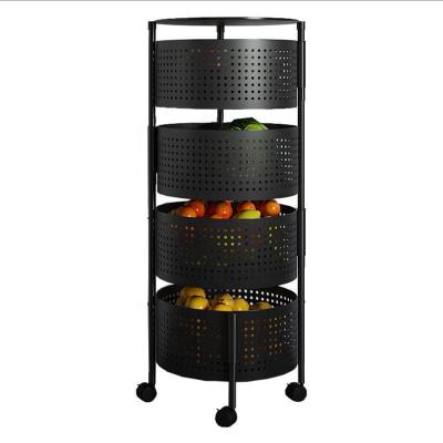 China Viable 360 ​​Degree Rotating Storage Cart 3 Multi-Function Plastic Fruit and Vegetable Storage Cart 4 5 Rows Cart With Wheels for sale