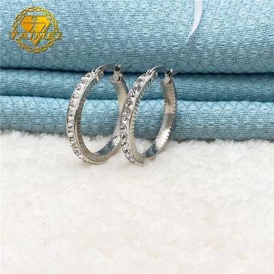 China 2022 New Trendy Hot Selling Big Frame Rhinestone Jewelry Beautiful Fashionable Women Crystal Hoop Stud Earrings For Women for sale