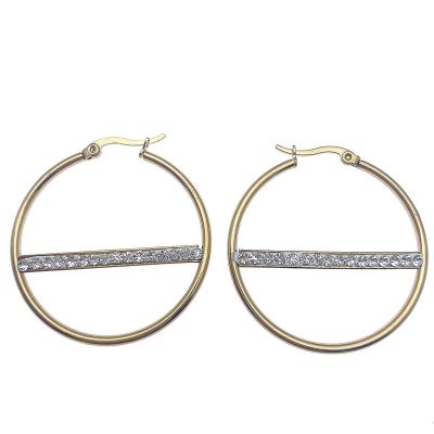 China FASHIONABLE high quality gold jewelry circle earrings 2*40mm gold plated stainless steel tube rounded hollow circle earrings for sale