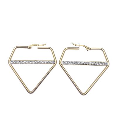 China FASHIONABLE Stainless Steel Diamond Shaped Earrings For Women Direct Selling Simple And Atmospheric Geometric Diamond Earrings for sale