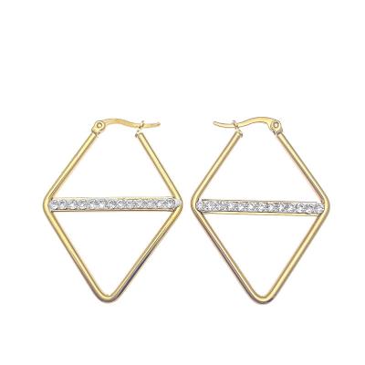 China TRENDY personalized simple earrings coil stainless steel square elegant female earrings gold diamond jewelry classic shape for sale