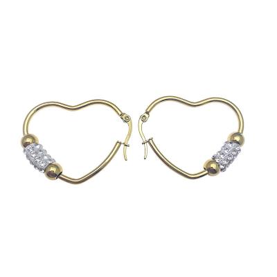 China TRENDY simple and classic titanium steel heart-shaped stainless steel wire earrings gold pearl diamond earrings in the shape of love for sale