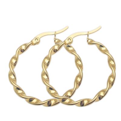 China 2021 Trendy Fashion Trend Twisted Circle Non Tarnish Oversized Stainless Steel Circle Threader Earrings Women for sale