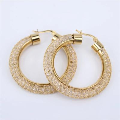 China 2021 FASHIONABLE Jewelry Austrian Teacher Stainless Steel Mesh Round Crystal Earrings Filled With Rhinestones for sale