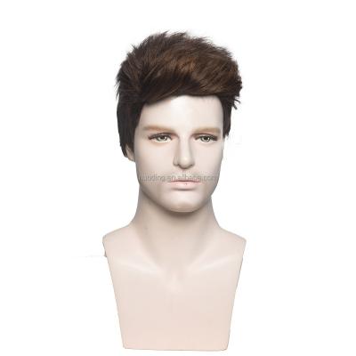 China Popular 4 Inch Brown Color Toupee Mens Hair Toupees Lace Up Non Synthetic Wig Hair Extension Toupee Hair Vendors for sale