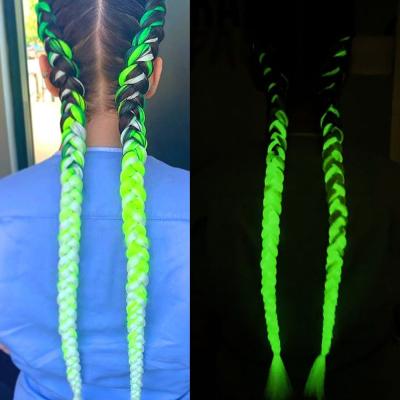 China New Arrival Lightweight Braiding Style 24 INCH Glowing In Braid Synthetic Fiber Hot Water Dark Loop for sale