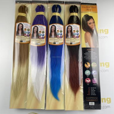 China Innocence ez hair stretch 52inch x-pressions braiding pre-streched expression braiding hair 2 bundles pre stretched bulk ez braid 2 in 1 for sale