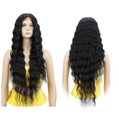 China Transparent Water Wave Lace Wigs 26 Inch Long Wavy Synthetic Wig For Women for sale