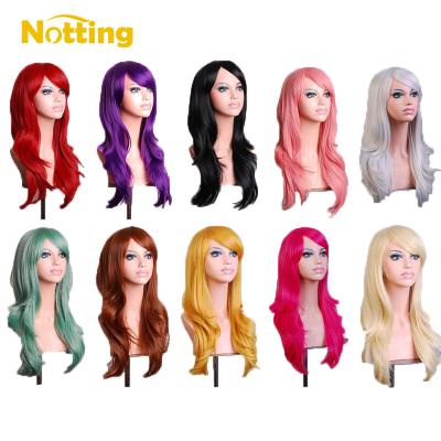 China Synthetic Blonde Blue Red Purple Color Wig Pink Ombre Blonde Wig Soft Thick Thick Shedding Barely Shedding Colored Wigs for sale