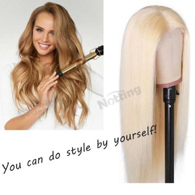 China Blonde 613 lacefront curly hair good quality straight wig 11A transparent hair wigs for sale