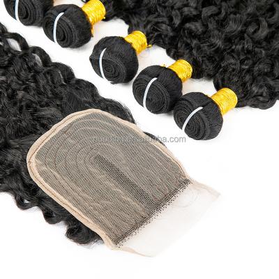 China Hot Selling 100%human Virgin Hair Raw Hair Bundles With Closure yexin Deep Wave Brazilian Curly Wave Hair for sale