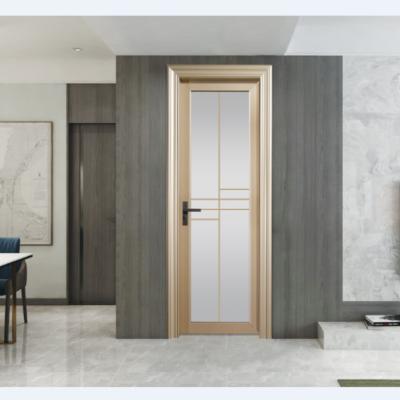 China Waterproof Internal Single Leaf Double Swing Doors Aluminum Bathroom Doors for sale