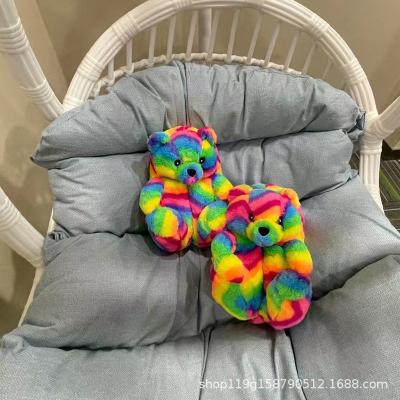 China Anti-Smell Teddy Bear Slippers Floor Home Floor Home Plush Thick Cotton Warm Shoes Anti-Smell Teddy Bear Slippers for sale