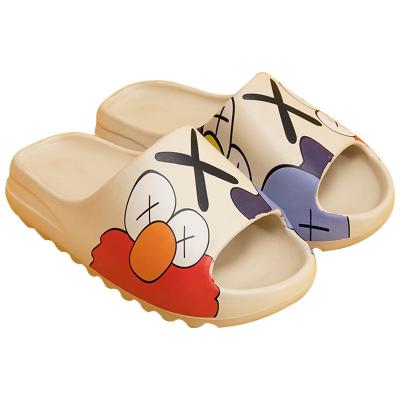 China 2021 durable couple slippers graffiti color summer sandals deep soled outdoor soft soled slippers coconut slippers for sale