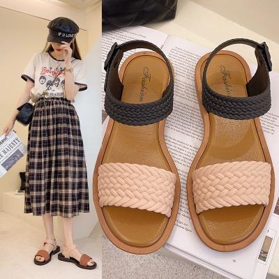 China Wholesale Sweat-absorbent 2021 Spring And Summer New I-shaped Buckle I-shaped Light Lazy Roman Women's Casual Roman Women's Flat Sandals for sale