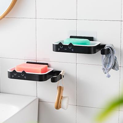 China Modern Wall Mounted Soap Dish Saver Sponge Holder With Hang Hook Bar For Bathroom And Kitchen Soap Shower for sale