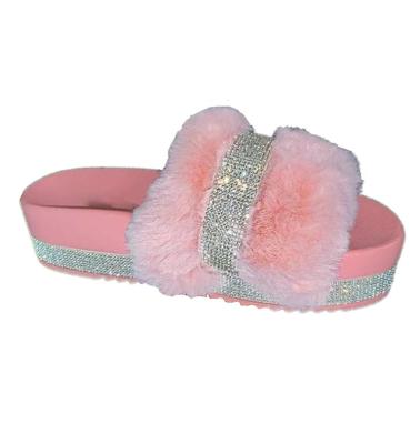 China CUSHIONING Real Flip Flops Feather Fur Fuzzy Slipper Open Toe Sandal Casual Women Spring Summer Winter Hairy Female Wholesale Autumn for sale