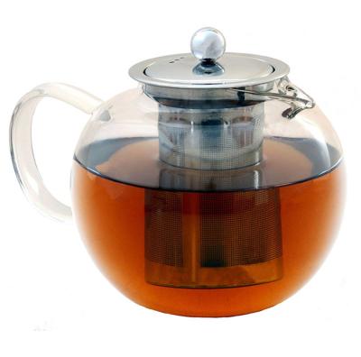 China 27 oz 800ml Stovetop Loose Leaf High Borosilicate Glass Safe Heat Resistant Clear Teapot With Removable Stainless Steel Infuser for sale