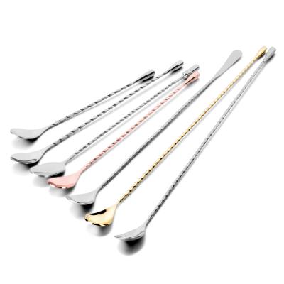 China 12 inch stock cocktail bar tool professional stainless steel mixing spoon for layering, mixing, stirring all liquids for sale