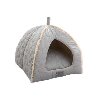 China Sustainable Design Use Luxury Triangle Shape Steel Wires Pet House Kennel Pet Tent Cat House Removable Pet Tent for sale