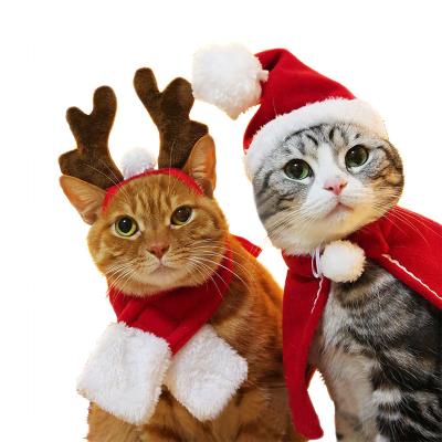 China Viable Costume Pet Christmas Poncho Cape With Hat Santa Claus Cloak Luxury Red Pet Coat for sale