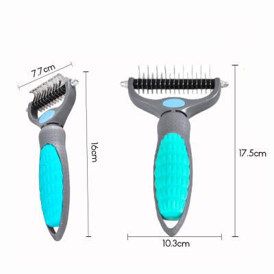 China Viable 17 Stainless Steel Blades Pet Hair Remov Sweep Coarse Dematting Grooming Tools Needle Pet Comb For Dog Cat for sale