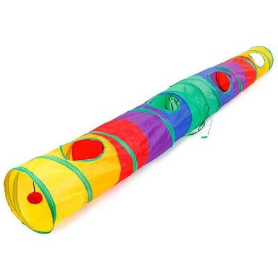 China Funny Colorful Pet Stocked Cat Tunnel Toys for Cats Collapsible Interactive Peek Hole Cat Toy for sale